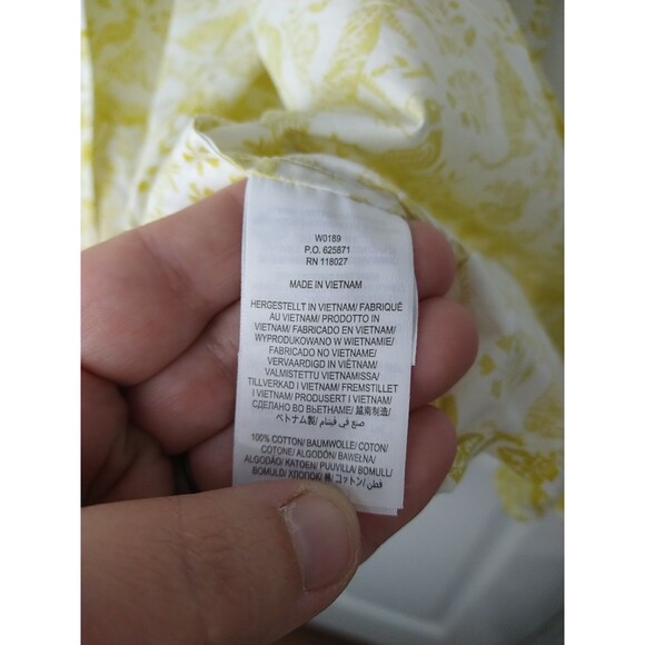 Boden Woman 10 LS Yellow White Cat Bird Floral Collared Button Classic Shirt - Picture 6 of 8